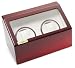 Diplomat Double Cherry Wood Watch Winder with White Leatherette Interior and Built In IC Timer