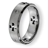 Chisel Titanium Celtic Cross Cut Out with (0.05ct) Diamond 7mm Band