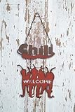 12 &acute; Metal Rustic Home Dcor Chili Pepper Welcome Wall Sign - B0015KMM14