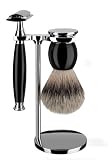 MÜHLE - 3-tlg. Rasierset Silberspitz Dachszupf / Rasierhobel - SOPHIST Serie - Griffe Edelharz schwarz MÜHLE - 3-tlg. Rasierset Silberspitz Dachszupf / Rasierhobel - SOPHIST Serie - Griffe Edelharz schwarz