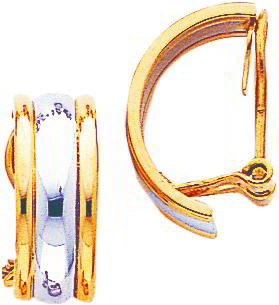 14K Two Tone Gold Clip On Hoop Earrings Jewelry New