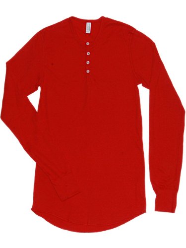 YogaColors Unisex Baby Thermal Long Sleeve Henley T457, Large, Red