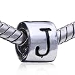 Cylindrical Shaped Letter J European Bead Fits Pandora Charm