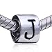 Pugster Cylindrical Shaped Letter J European Bead Fits Pandora Charm