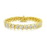 0.50 Carat Diamond Sterling Silver Gold Plated Bracelet 7.5