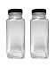 8 oz Clear Thick Plated Glass French Square Empty Bottle Jar with Lid (2 Pack) Perfect for Home, Travel, Juicing, Kombucha
