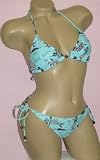 6100 Blue Brown Tropical String Tie Bikini Swimsuit *