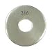 316 Stainless Steel Flat Washer, Meets DIN 125 Specifications, M8 Screw Size, 8.4mm ID, 16mm OD, 1.6mm Thick, Pack Of 100
