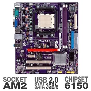 ECS Socket AM2+/ GeForce 6100/ DDR2/ SATA2/ A&V&L/ MATX Motherboard GeForce6100PM-M2 V2.0