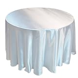 108 Inch Round Satin Tablecloth White by 