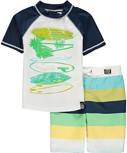Charlie Rocket Wear Little Boys' Rash Guard Swim Set (3T, Navy)
