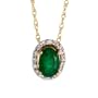 14k Gold 18 in. Thin Chain & 5/16 in. (8mm) tall Oval Pendant, w/ 0.07 Carat Brilliant Cut Diamonds & 0.46 Carat Oval Cut Emerald Stone
