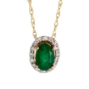 Buy 14k Gold 18 in. Thin Chain and 5 16 in. (8mm) tall Oval Pendant, w  0.07 Carat Brilliant Cut...