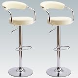 2 Barhocker mit Lehne, creme Doppelpack