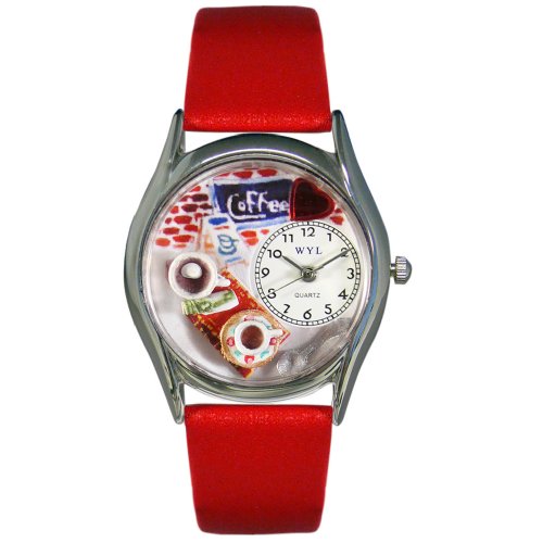 Whimsical Watches Womens S0310011 Coffee Lover Red Leather Watch