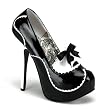 5 3/4 Inch Mini Platform Pump Shoes Concealed Platform Two-Tone Color With Scallop Piping And Bow Black Pink White Red
