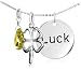 Sterling Silver Clover & Luck Pendant w/ Yellow Crystal, 18