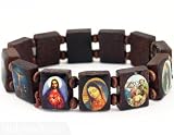 Wood Bracelet with Saints Icons