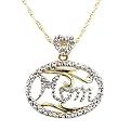 10K Two-Tone Mom Diamond Pendant Necklace