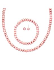 SS Rose 6-7mm Freshwater Cult. Pearl Necklace/Bracelet/Earring Set.