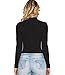 OLUOLIN Womens V Neck Long Sleeve Bodysuit Party Bodycon Jumpsuit Tops Black S