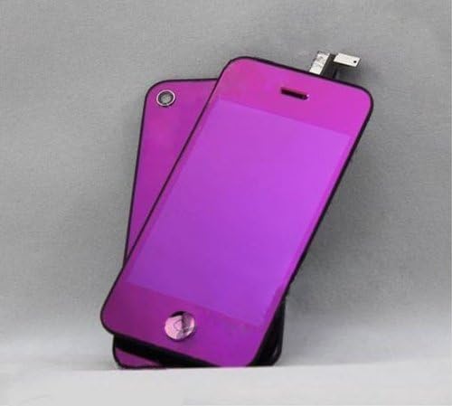 Nangao Electroplate Mirror Colors for Iphone4s LCD Display Touch Screen Glass Digitizer Assembly Replacement with Cover Frame (purple)