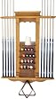 10 Pool Cue Stick Billiard Ball Wall Rack Made of Wood Oak Finish