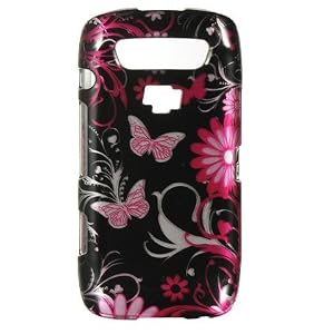 Pink Butterflies Black Protector Case for BlackBerry Torch 9850 9860
