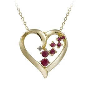 18k Gold Plated Sterling Silver Diamond Accent Heart Pendant Necklace with... by 