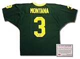 Joe Montana Notre Dame Fighting Irish NCAA Hand Signed Authentic Style Away Green Football Jersey NCAA Football