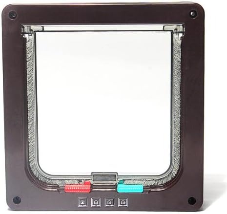 Petamo® 1 Set 4 Way Cat Kitty Dog Pet Locking Flap Door Catflap Medium Coffee