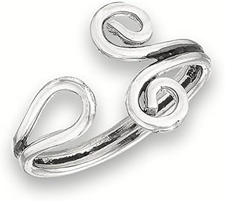 .925 Sterling Silver Swirls Adjustable Toe Rings (Swirl Adjustable)