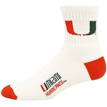 Miami Hurricanes White (501) 10-13 Team Logo Tall Socks
