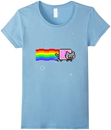 Women's Nyan Cat / Pop Tart Cat T-Shirt - Funny T-Shirt Medium Baby Blue