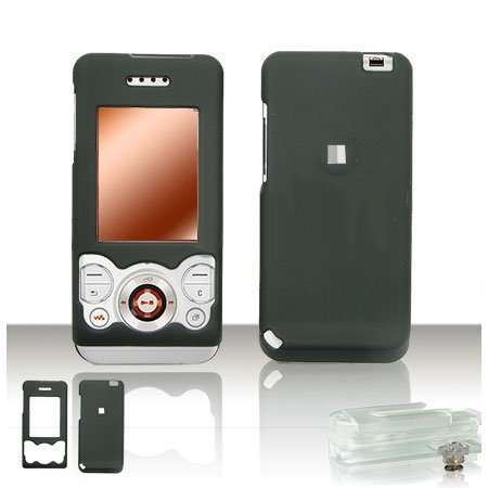 Sony Ericsson W580 Cell Phone Black Rubber Feel Protective Case Faceplate Cover