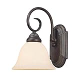 Century - 1 Light Bathroom Wall Sconce Lighting Fixture - Forged Metal Bronze - Cream Glass - B5017