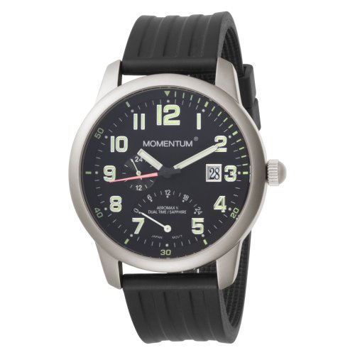 Momentum Men's 1M-SP90B8B Aeromax Titanium Dual-Time Ribbed Rubber Watch