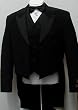 New Mens Black High Quality Super 150s Tuxedo with Tails - Five Piece (5pc) Complete Package - Jacket, Vest, Pants, Tuxedo Shirt, and Satin Bow Tie Included