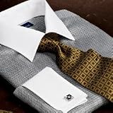 Herringbone White Collar Dress Shirt