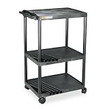 Dura Cart Adjustable Height 27 Monitor AV Cart, 3 Shelves, 3 Outlets, Gray (QRT88754)