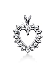 14K Gold Prong set Diamond Heart Pendant (1.92 cttw, F - G Color, SI2 Clarity)