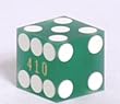 3/4" Green Sanded Precision Casino Craps Dice, Serial #