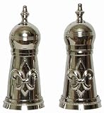 Decorative Stainless Steel Salt & Pepper Set with Fleur de Lis Design