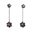 Earrings - E131 - Swarovski Crystal Flower Drop ~ Smoky Topaz & Clear AB
