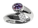1.07 cts Lab Created Alexandrite and Genuine Diamond Ring - 14kt White or Yellow Gold