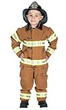 Jr. Fire Fighter Suit Tan Child Costume - Medium (8-10) - Kid's Costumes