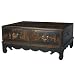 Handmade Oriental Furniture - 35" Antique Style Black Leather Mandarin Coffee Table