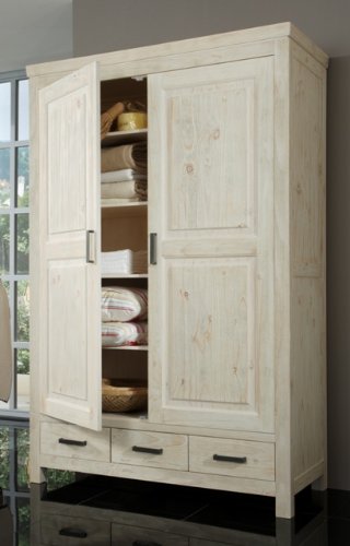 Die Lieferung erfolgt im aufgebauten Zustand - 3-3-1068: Design X - Kiefer white wash - Dielenschrank - Mehrzweckschrank - Dielenkleiderschrank