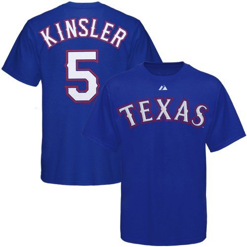MLB Ian Kinsler Texas Rangers Adult Short Sleeve Basic Tee (Deep Royal, Large)