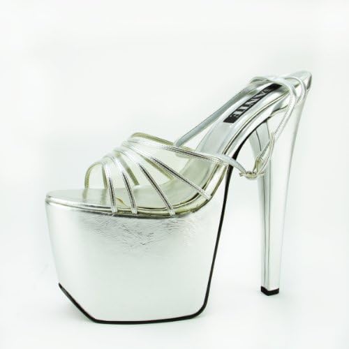 Women's Silver Patent Platform High Heel Sandal Shoes - Size 11